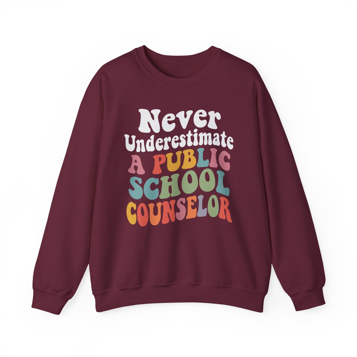 Public School Counselor Sweatshirt - Retro Lettering - Educator Staff Gift