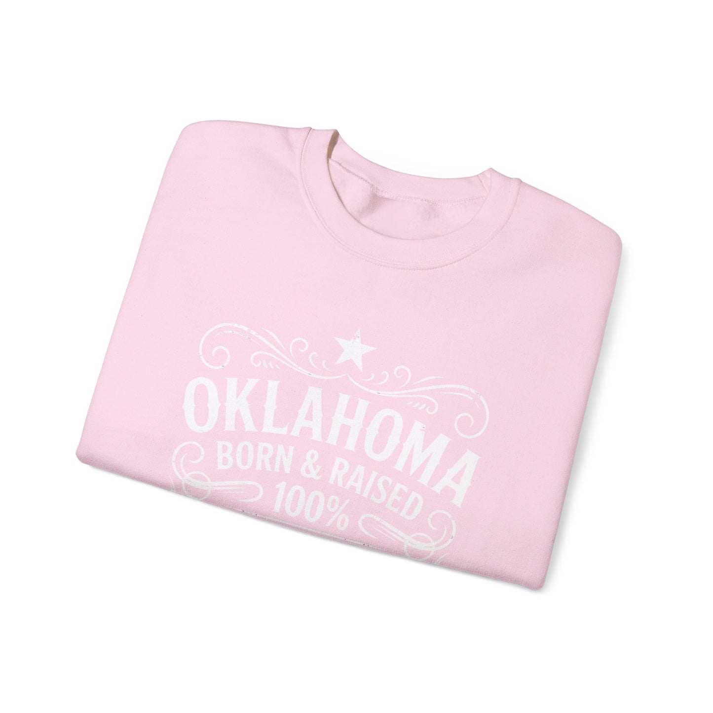 Oklahoma Born & Raised Crewneck Sweatshirt — Vintage State Pride Pullover