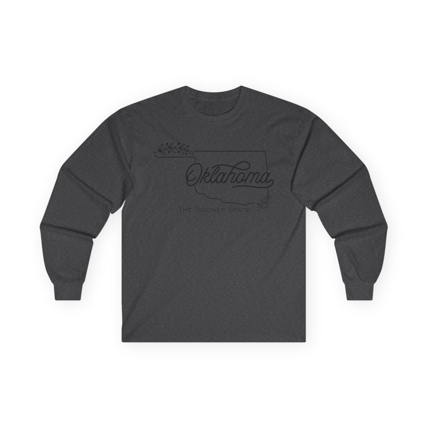 Oklahoma Script Long Sleeve Tee — "Oklahoma The Sooner State"