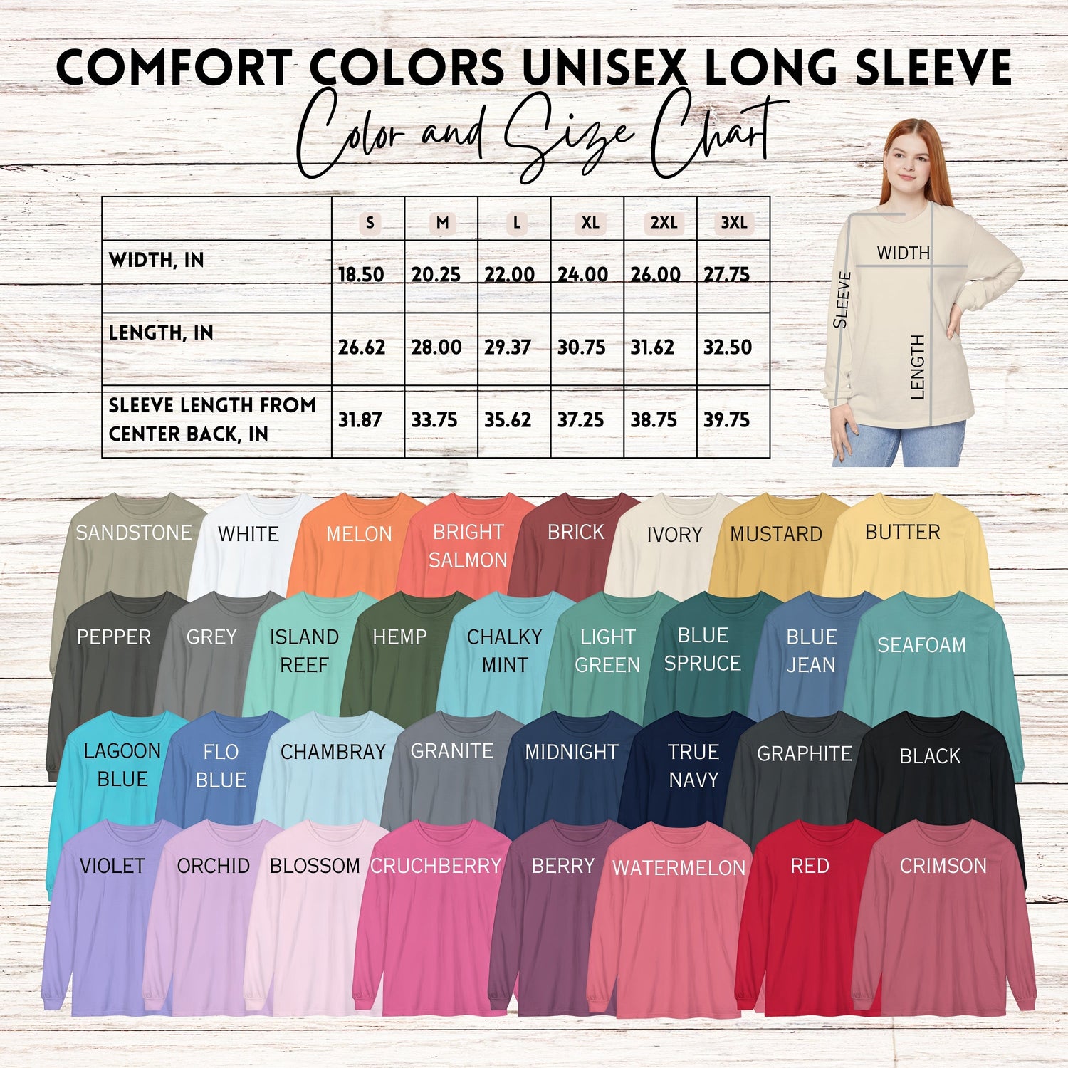 T-Shirt Color Charts