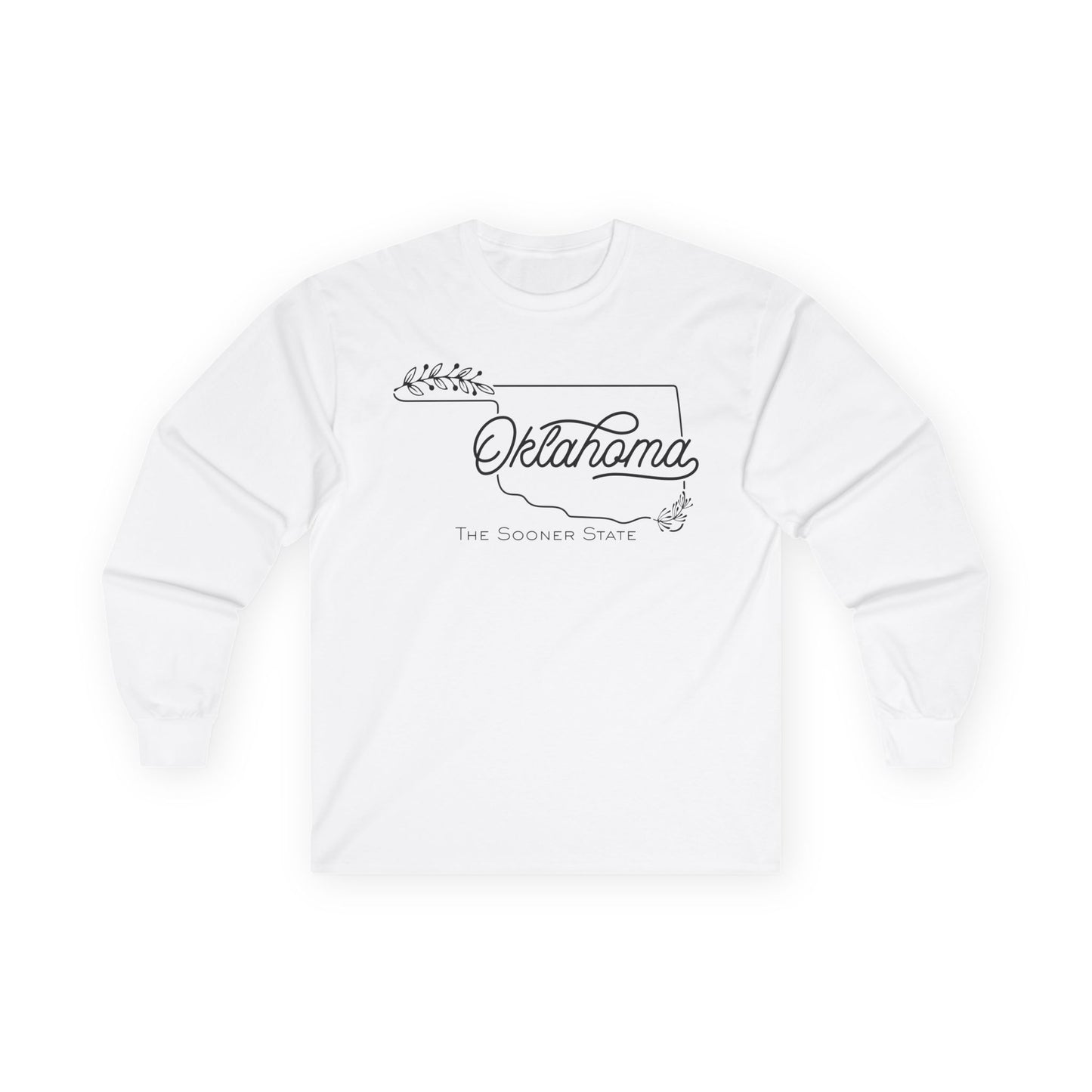 Oklahoma Script Long Sleeve Tee — "Oklahoma The Sooner State"