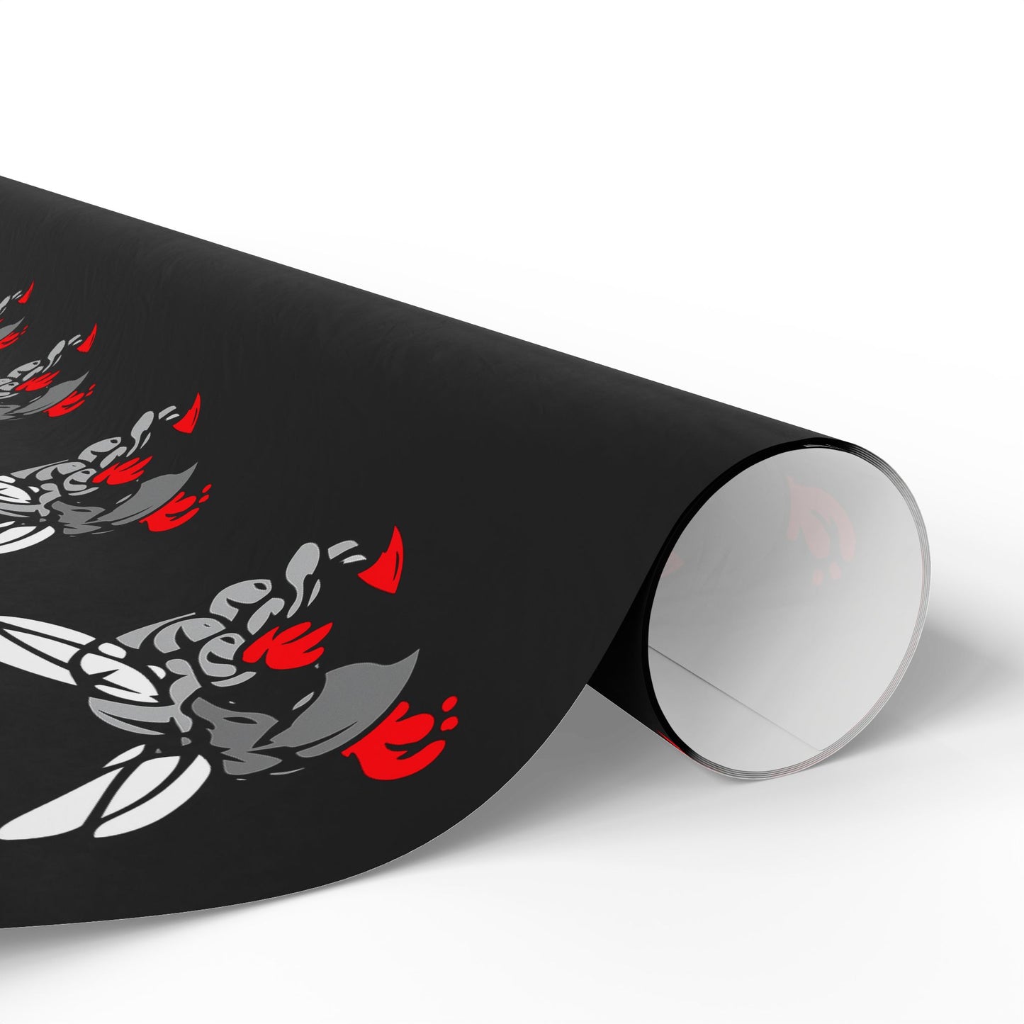 Wrapping Paper — Hilldale Hornets Pattern on Black (Red Accent)