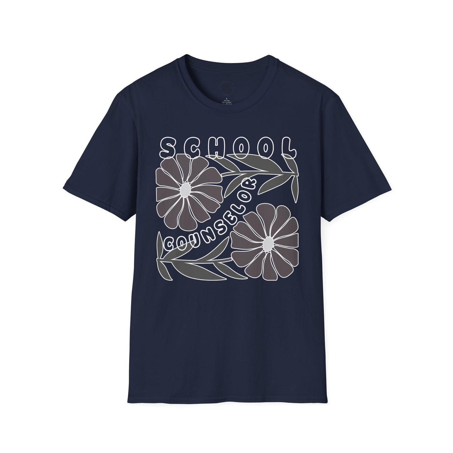 School Counselor Floral T-Shirt — Retro Flower Design