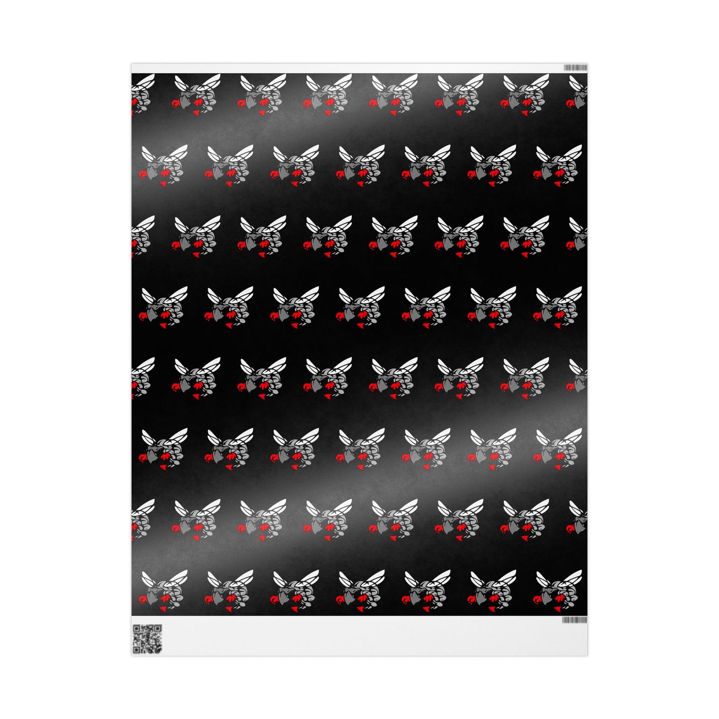 Wrapping Paper — Hilldale Hornets Pattern on Black (Red Accent)