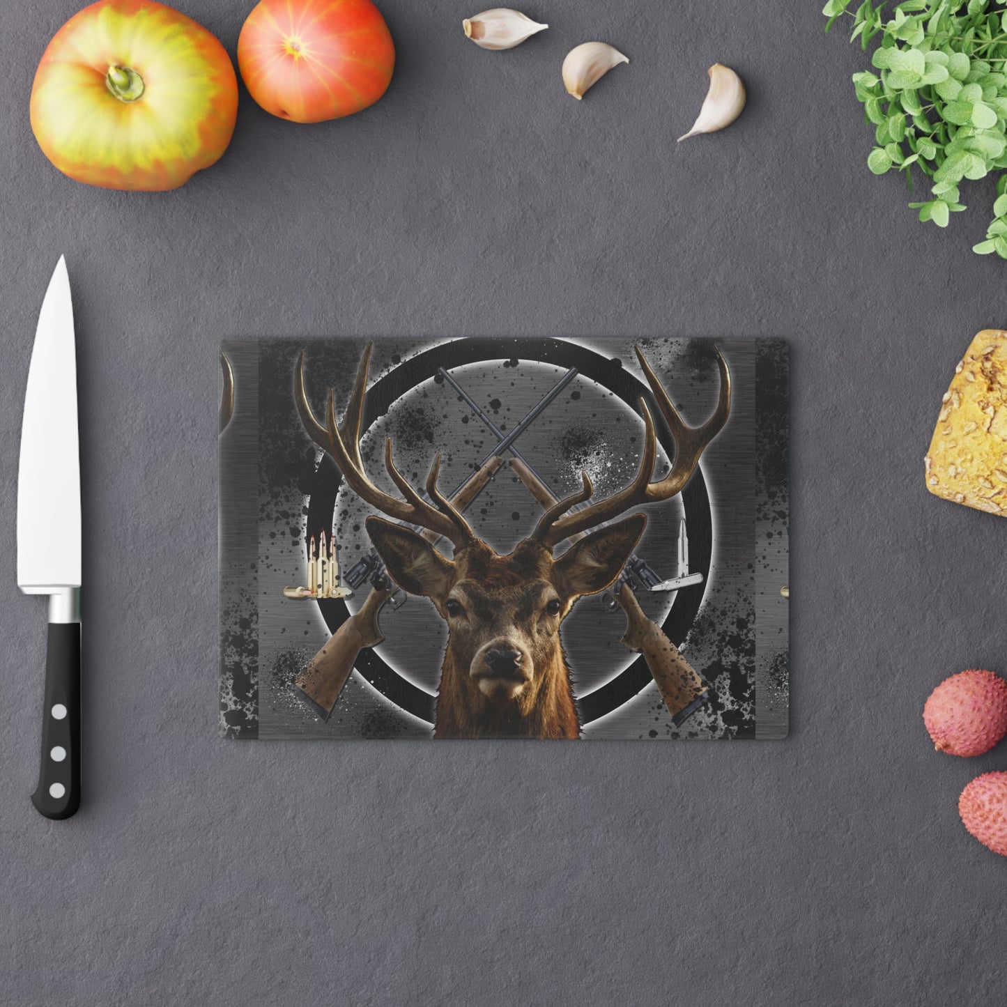 Deer Antlers Cutting Board — Rustic Hunting Lodge Kitchen Decor