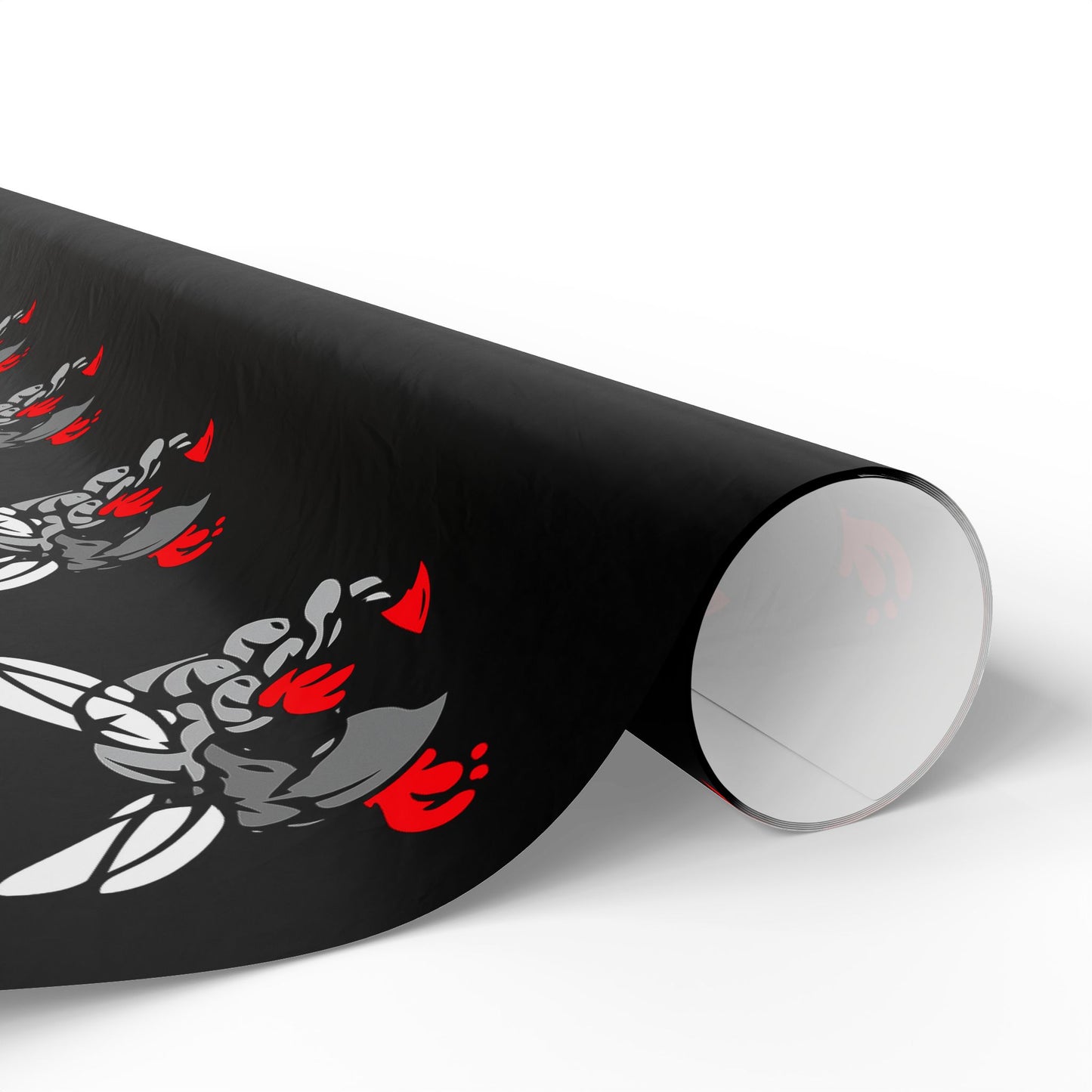 Wrapping Paper — Hilldale Hornets Pattern on Black (Red Accent)