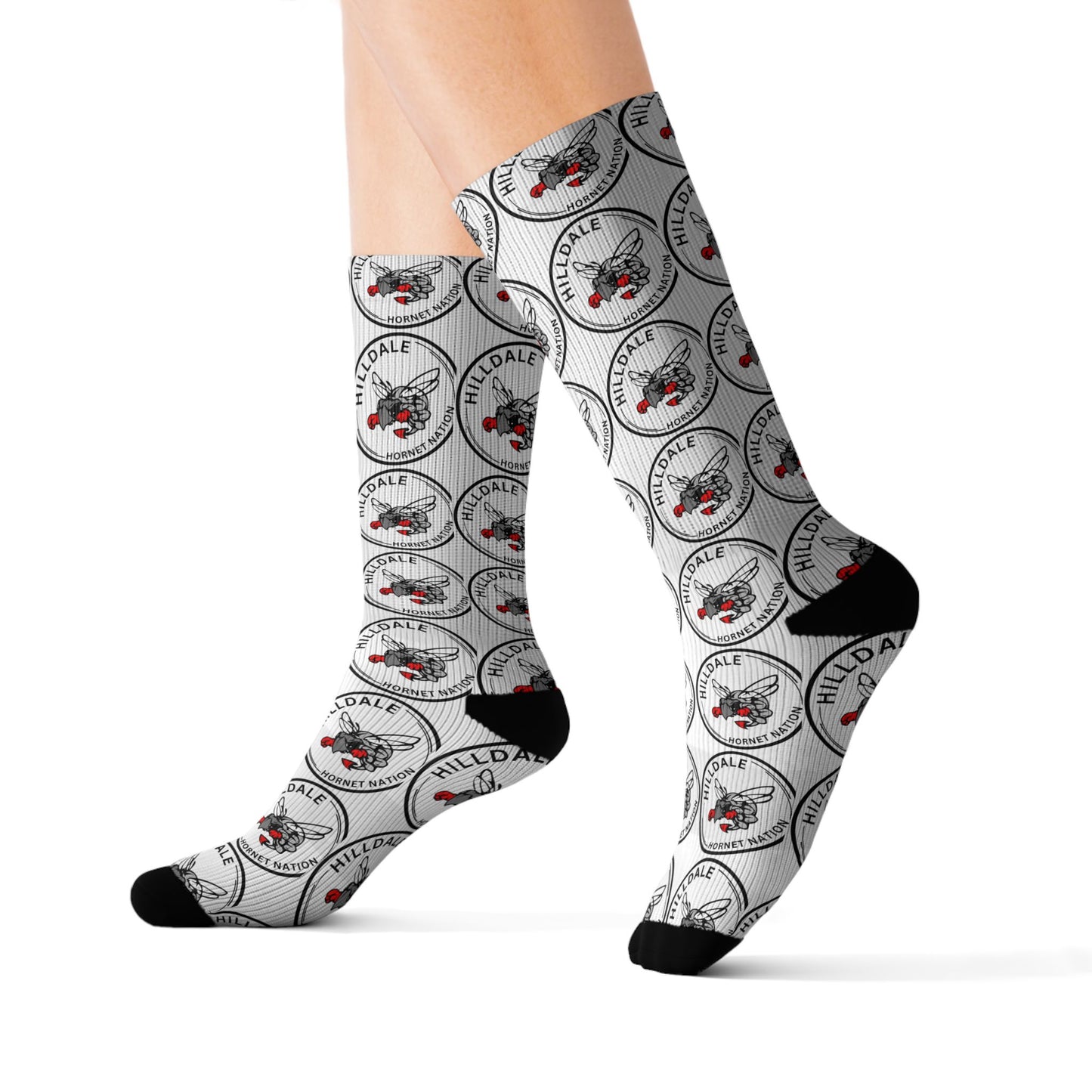 Hilldale Logo Sublimation Socks — Novelty Athletic Crew Socks