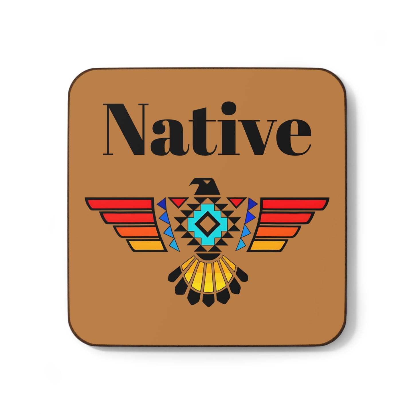 Native Thunderbird Hardboard Coaster — Southwestern Tribal Drink Coaster