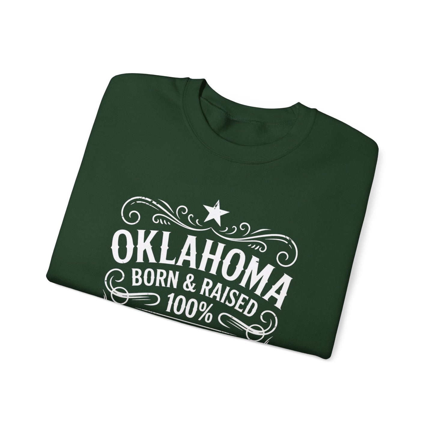 Oklahoma Born & Raised Crewneck Sweatshirt — Vintage State Pride Pullover