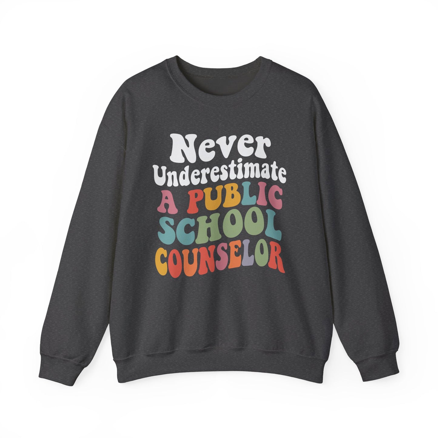 Public School Counselor Sweatshirt - Retro Lettering - Educator Staff Gift