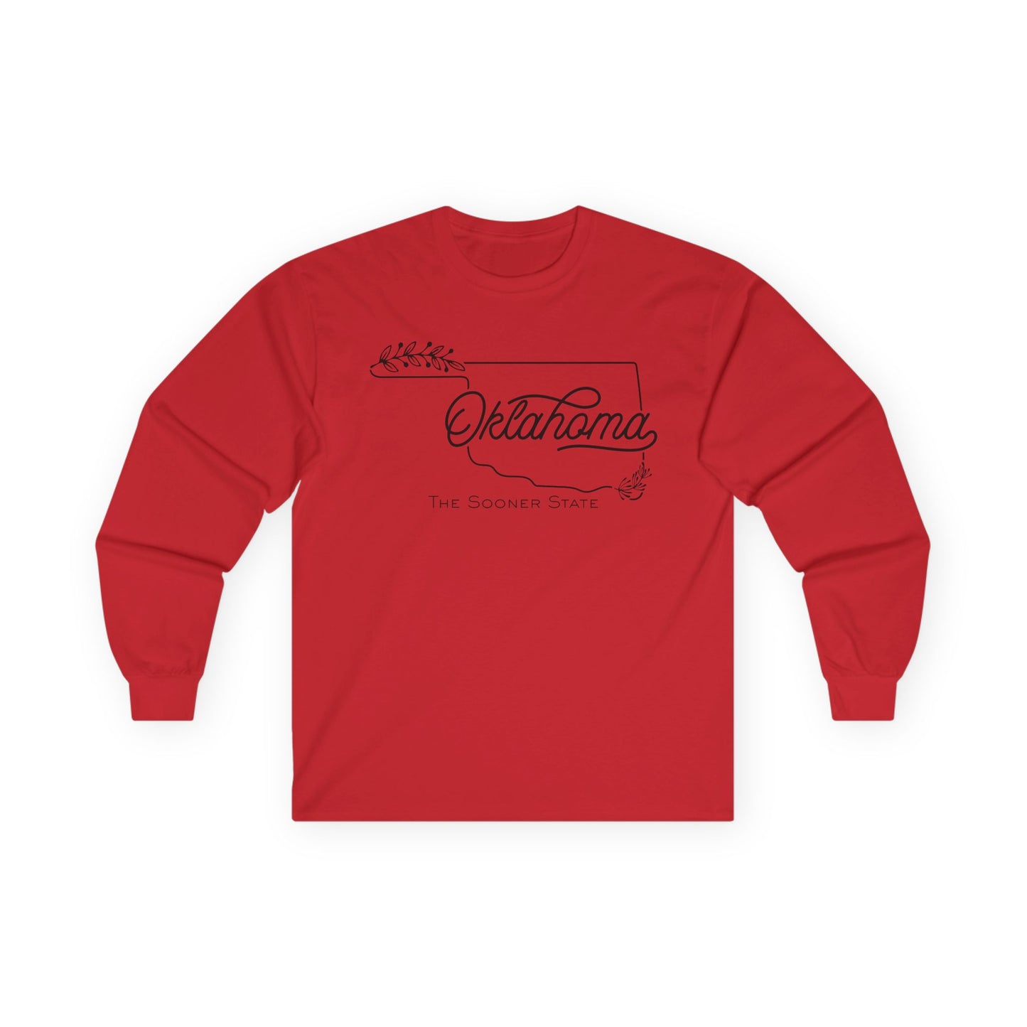 Oklahoma Script Long Sleeve Tee — "Oklahoma The Sooner State"
