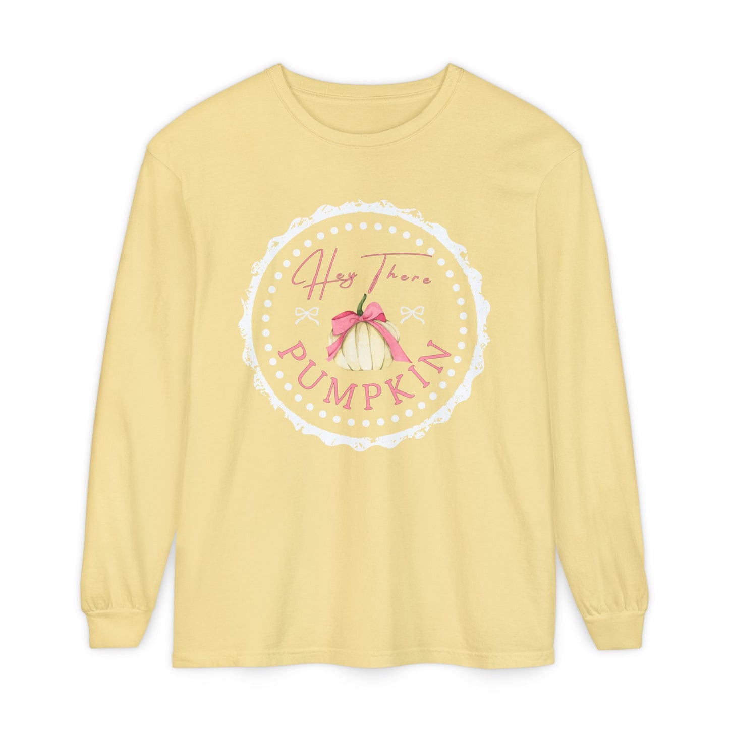 Hey There Pumpkin Long Sleeve Tee — Cute Fall Pumpkin Graphic