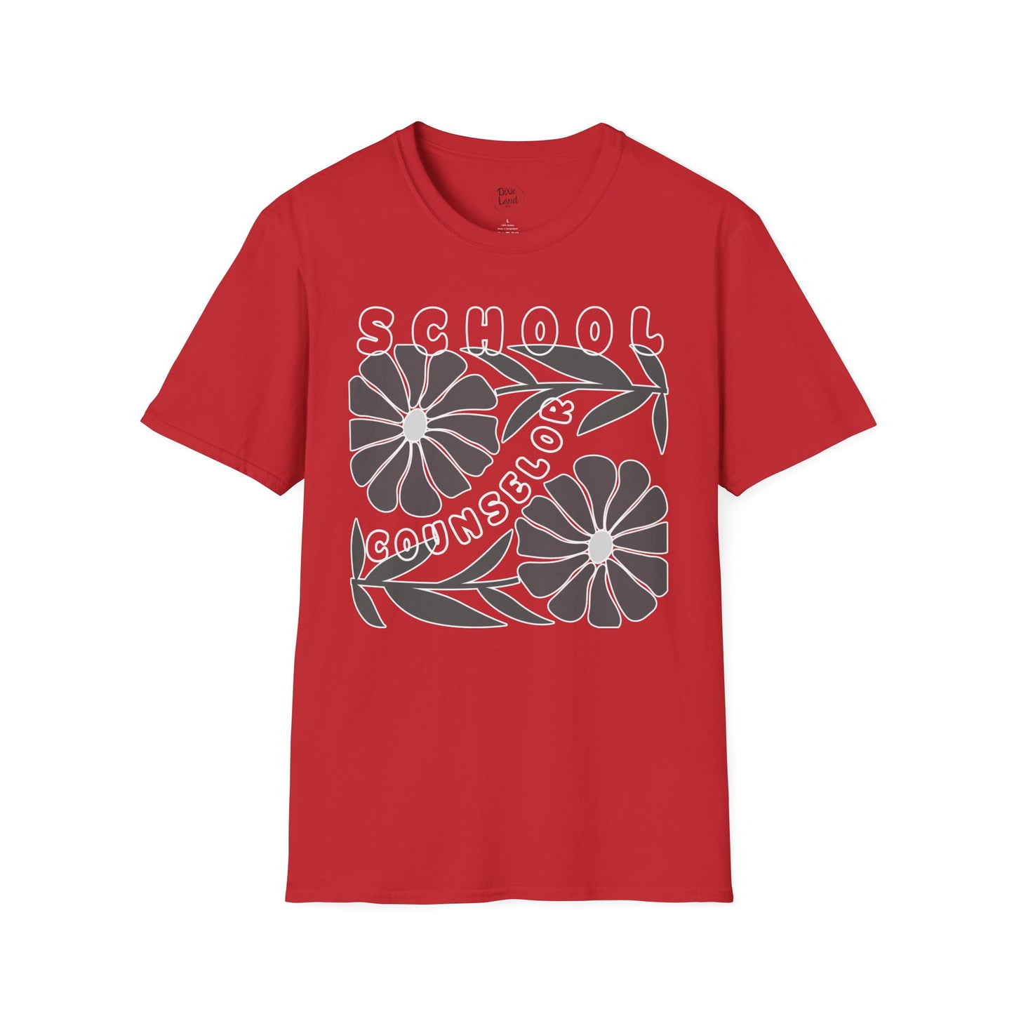 School Counselor Floral T-Shirt — Retro Flower Design