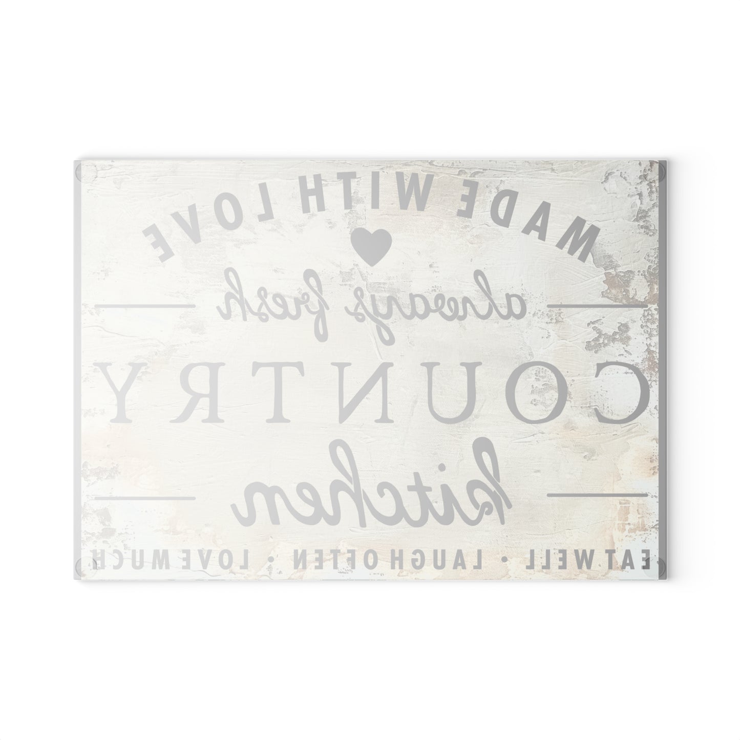 Country Kitchen Glass Cutting Board — "Made with Love, Always Fresh" Rustic Decor