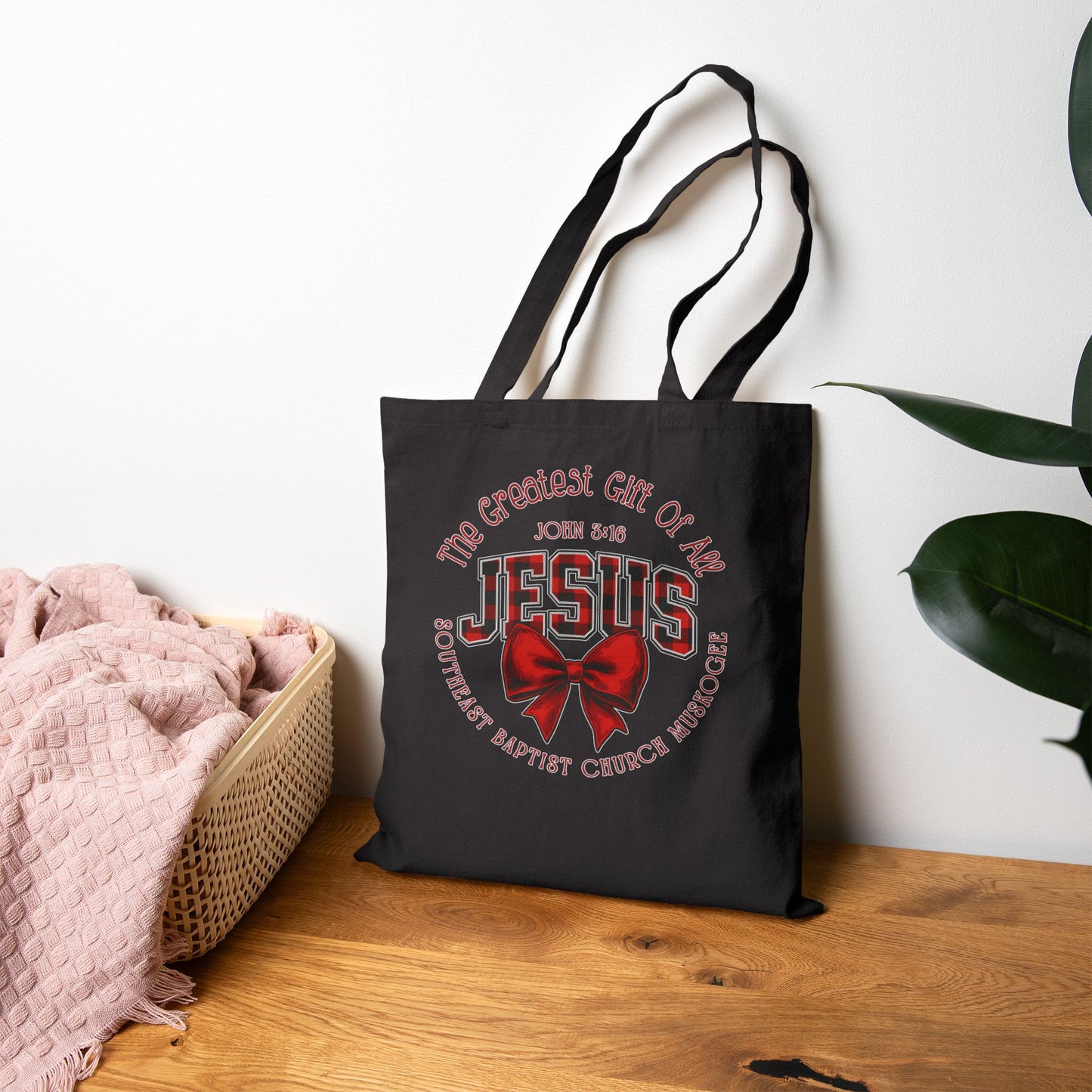 Jesus Gift Tote Bag – 'The Greatest Gift of All' Canvas Grocery & Church Bag