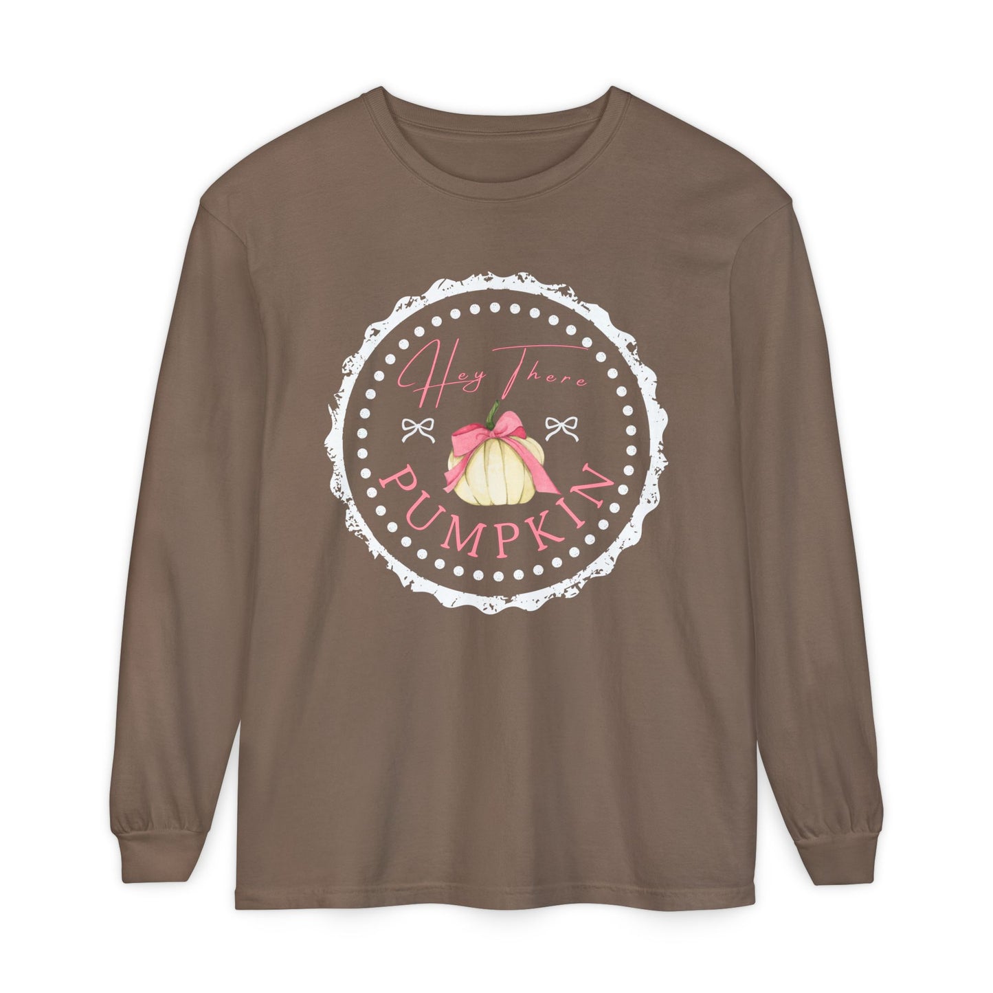 Hey There Pumpkin Long Sleeve Tee — Cute Fall Pumpkin Graphic
