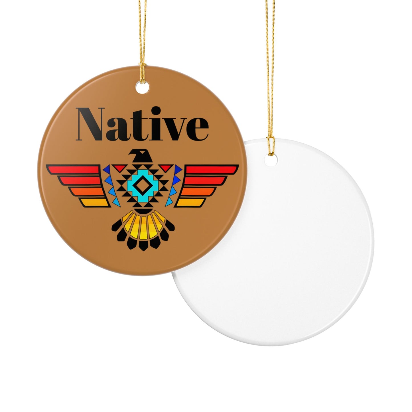 Native Thunderbird Ceramic Ornament — Southwestern Tribal Holiday Decoration