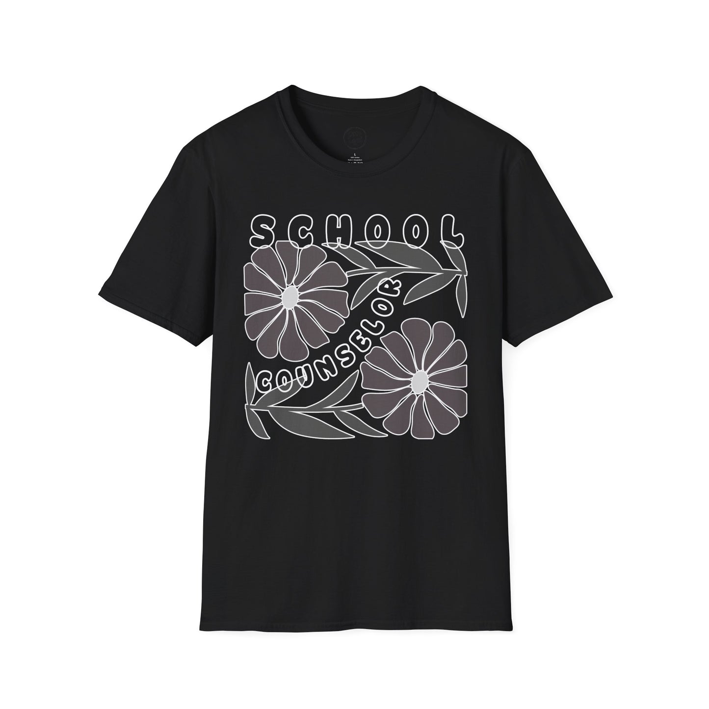 School Counselor Floral T-Shirt — Retro Flower Design