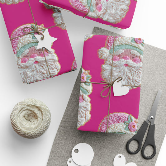 Vintage Santa Gift Wrap — Pink Holiday Wrapping Paper Roll