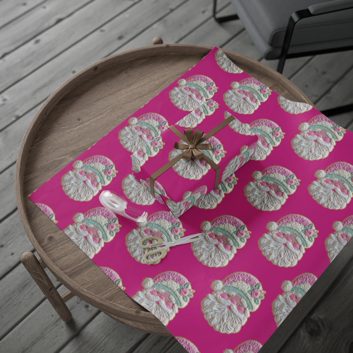 Vintage Santa Gift Wrap — Pink Holiday Wrapping Paper Roll