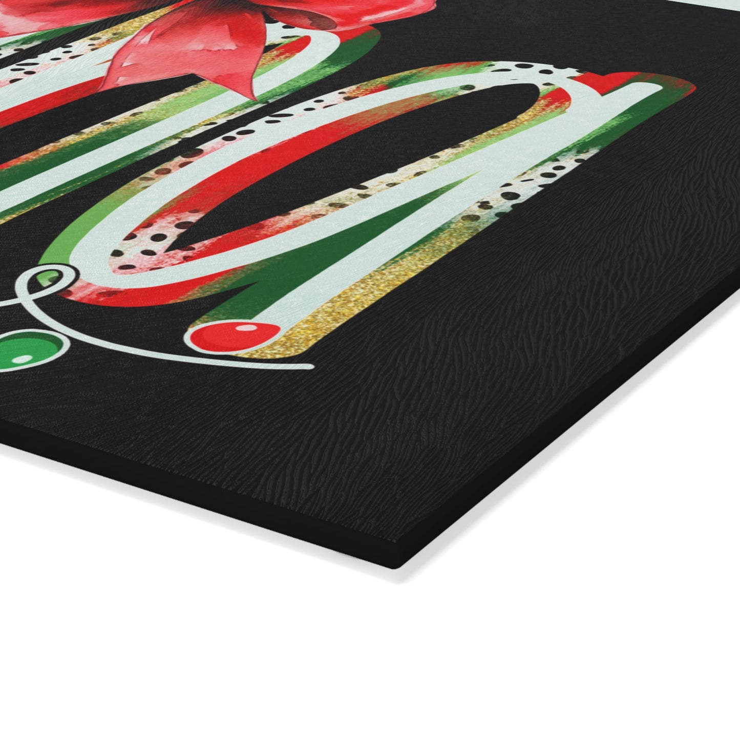 Nana Christmas Glass Cutting Board — Festive Red Bow & Holiday Lights Kitchen Decor