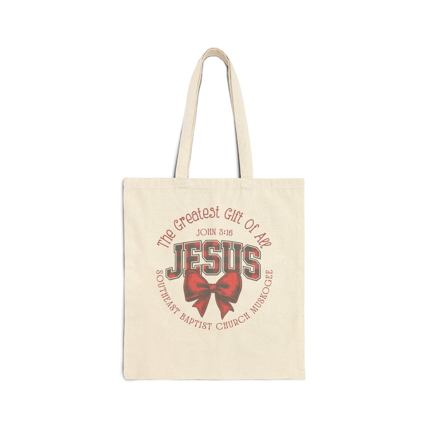 Jesus Gift Tote Bag – 'The Greatest Gift of All' Canvas Grocery & Church Bag