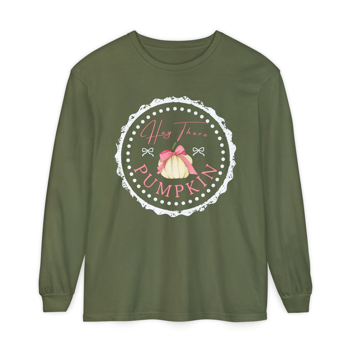 Hey There Pumpkin Long Sleeve Tee — Cute Fall Pumpkin Graphic