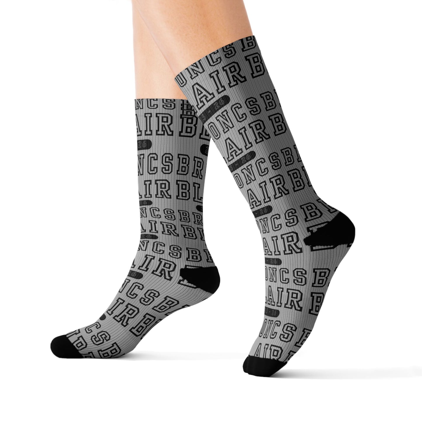 Custom Sublimation Crew Socks — Personalized Team Name 'BLAIR BRONCS' Sports Socks