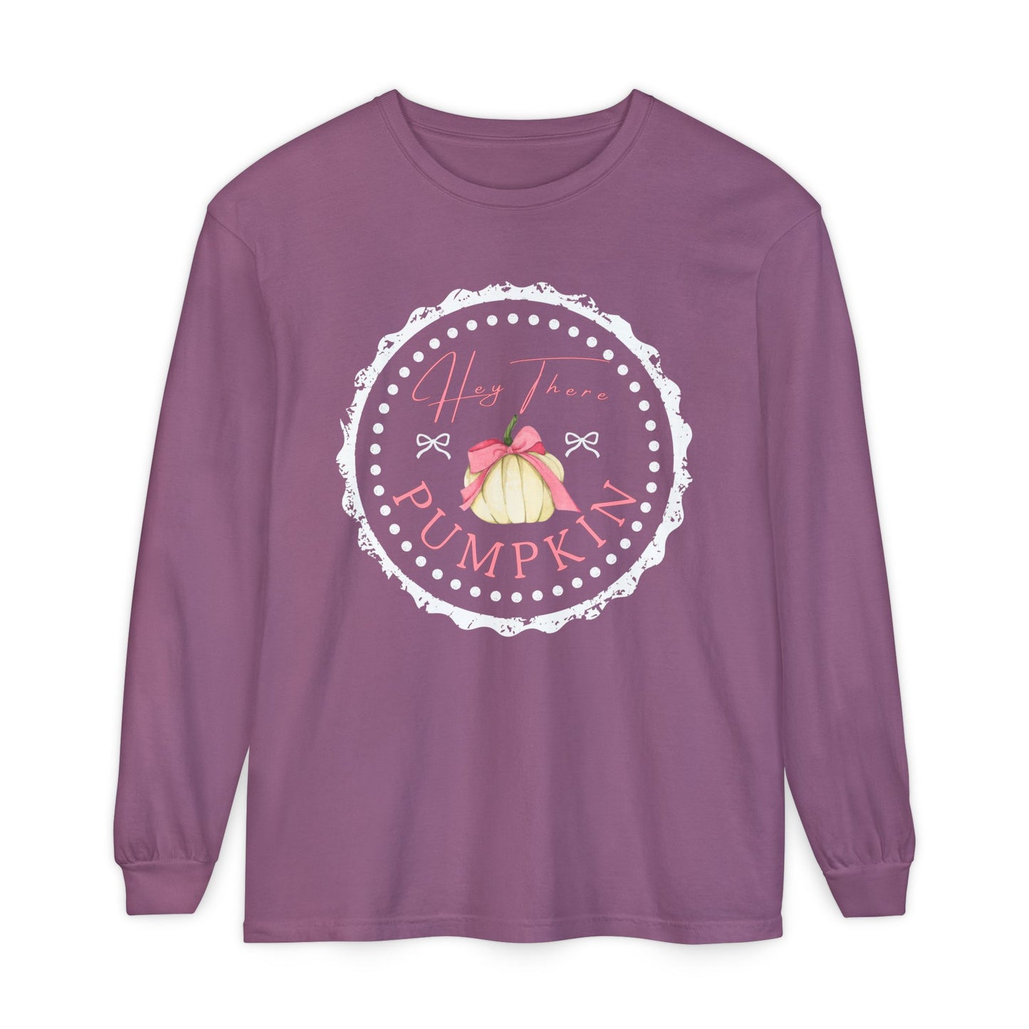 Hey There Pumpkin Long Sleeve Tee — Cute Fall Pumpkin Graphic