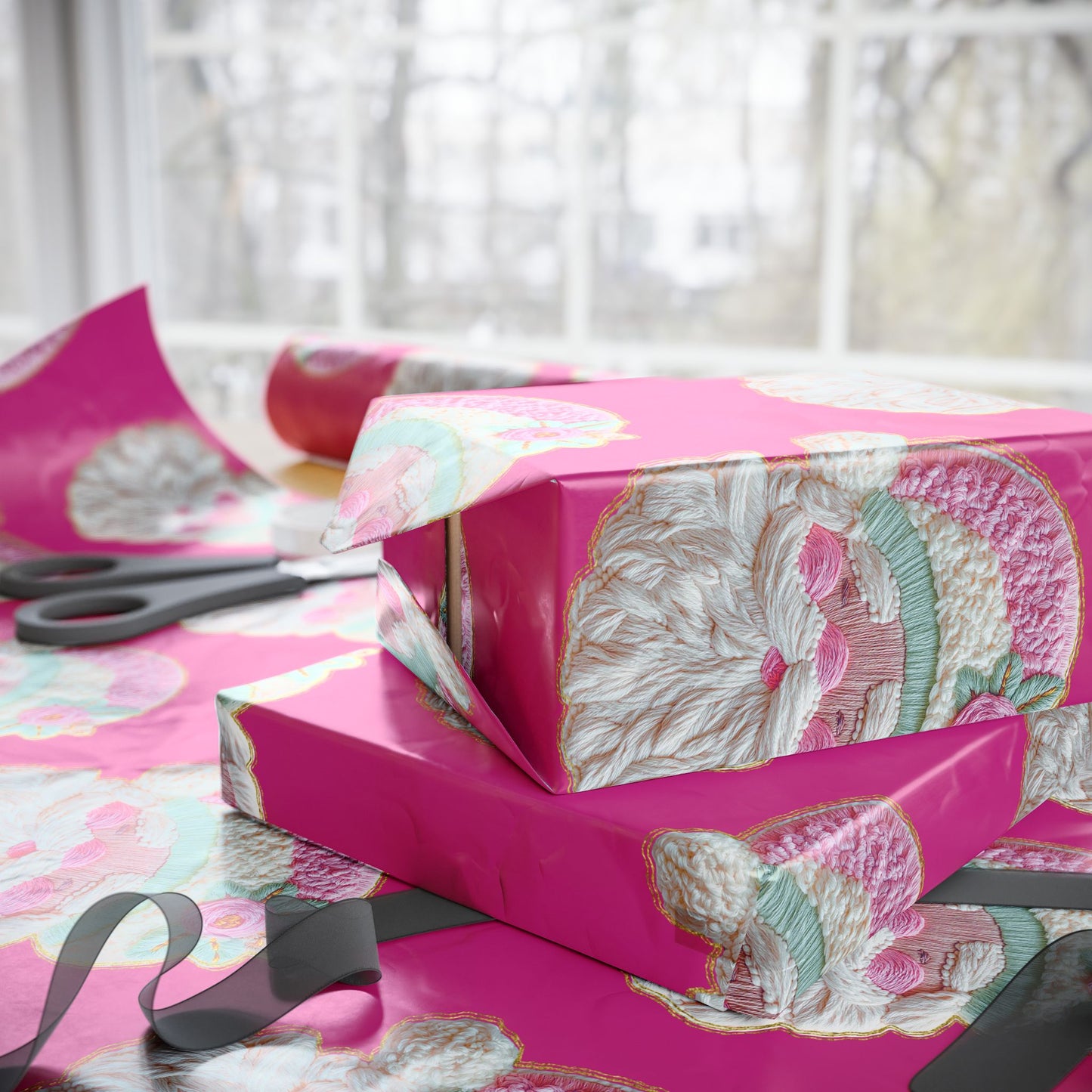 Vintage Santa Gift Wrap — Pink Holiday Wrapping Paper Roll
