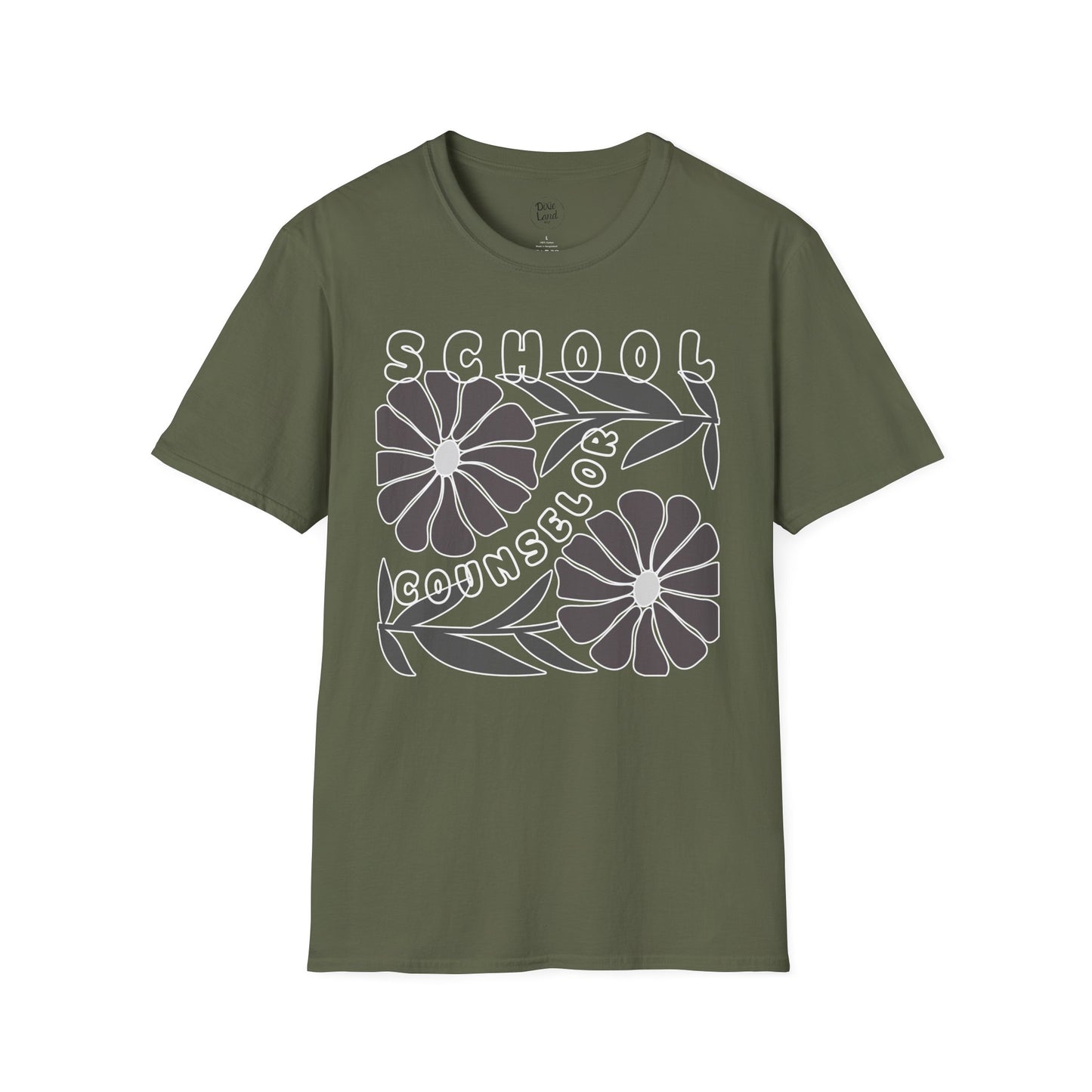 School Counselor Floral T-Shirt — Retro Flower Design