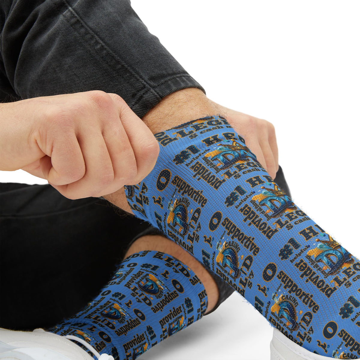 Hero Legend Sublimation Socks — Superhero Tribute Crew Socks