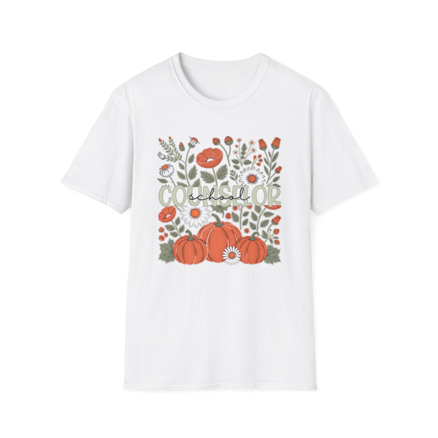 Fall Pumpkin Floral T-Shirt — Cozy Autumn Garden Tee