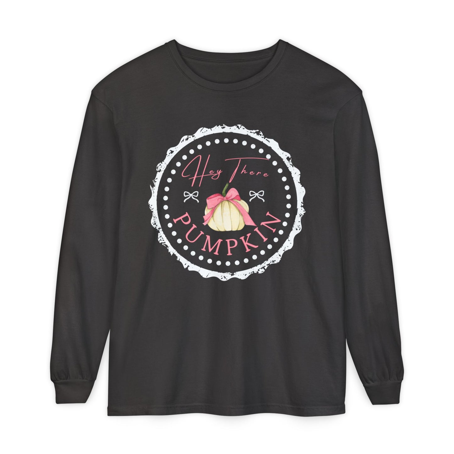 Hey There Pumpkin Long Sleeve Tee — Cute Fall Pumpkin Graphic