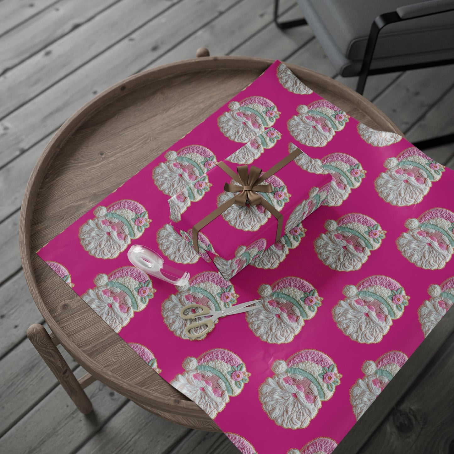 Vintage Santa Gift Wrap — Pink Holiday Wrapping Paper Roll