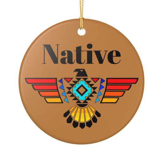 Native Thunderbird Ceramic Ornament — Southwestern Tribal Holiday Decoration