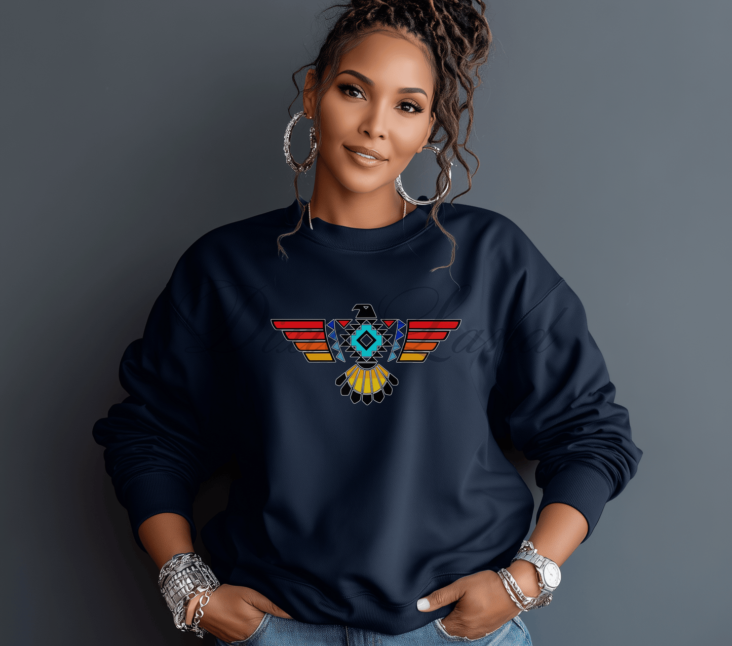 Native-Inspired Thunderbird Crewneck Sweatshirt