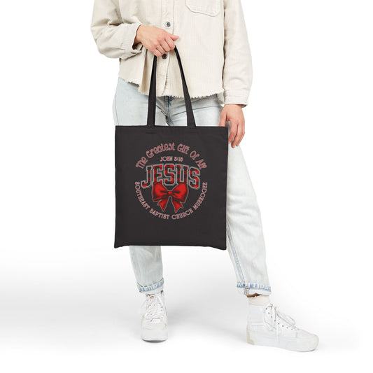 Jesus Gift Tote Bag – 'The Greatest Gift of All' Canvas Grocery & Church Bag
