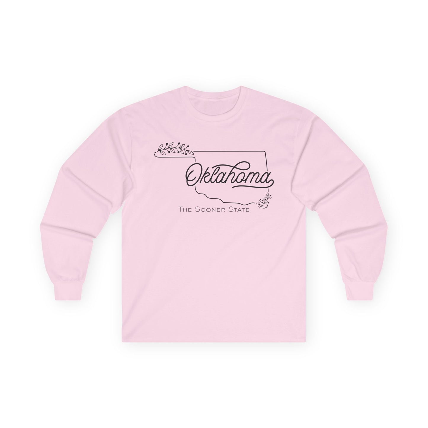 Oklahoma Script Long Sleeve Tee — "Oklahoma The Sooner State"