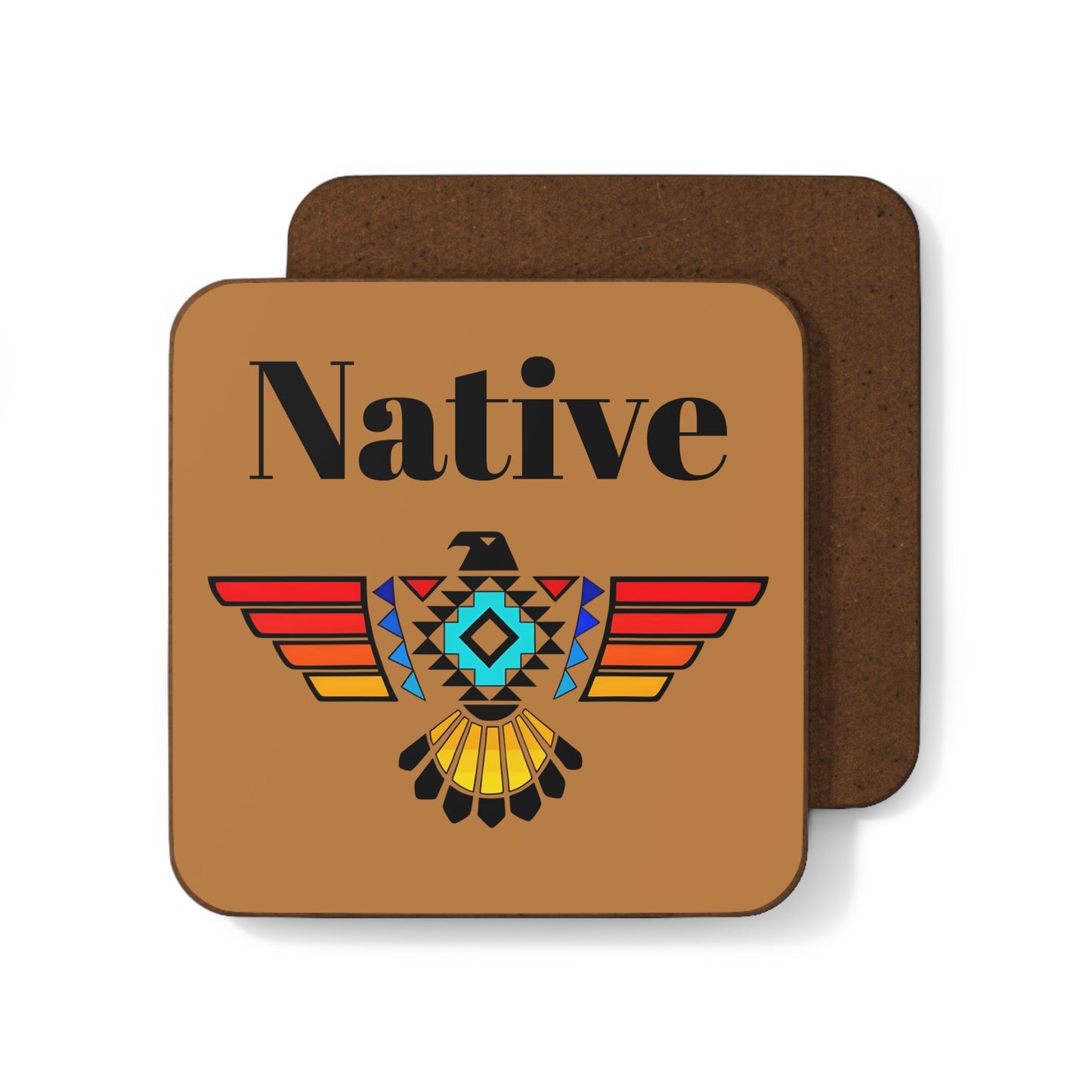 Native Thunderbird Hardboard Coaster — Southwestern Tribal Drink Coaster