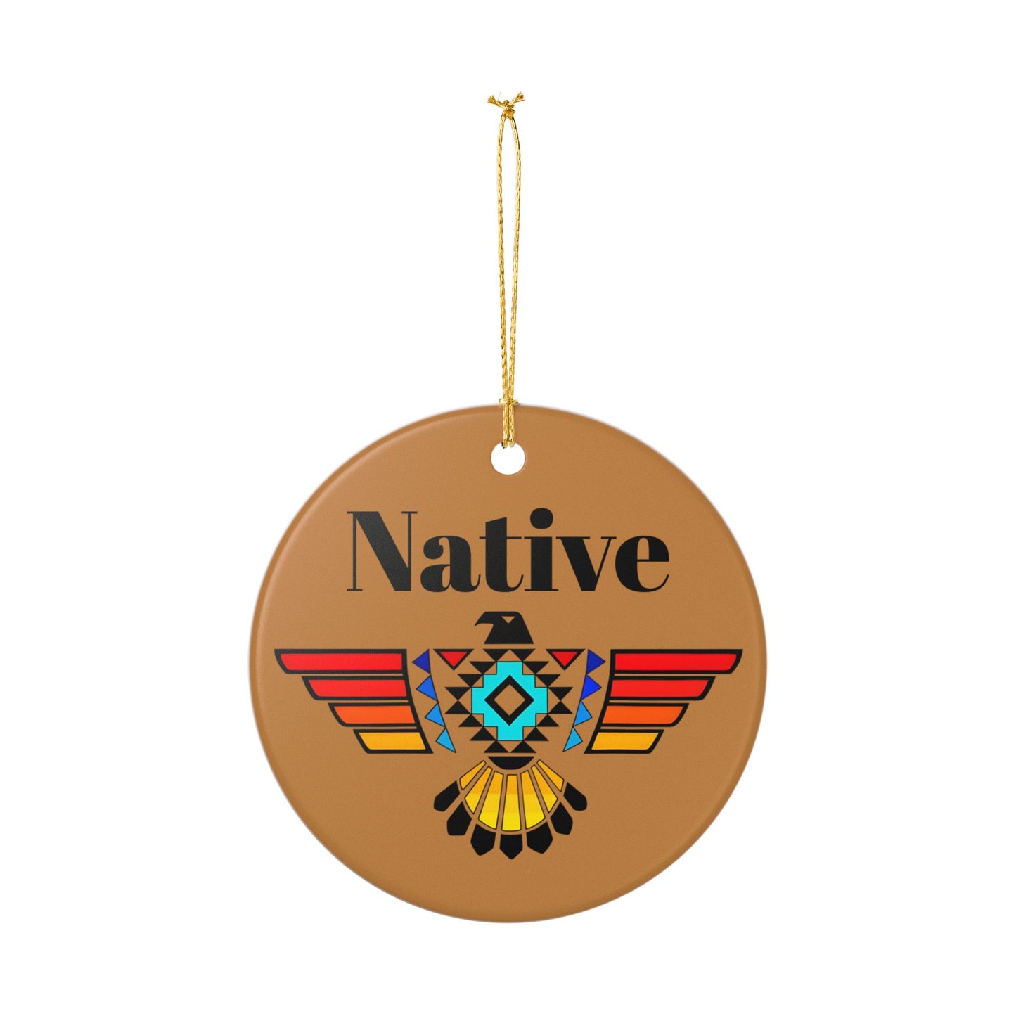 Native Thunderbird Ceramic Ornament — Southwestern Tribal Holiday Decoration