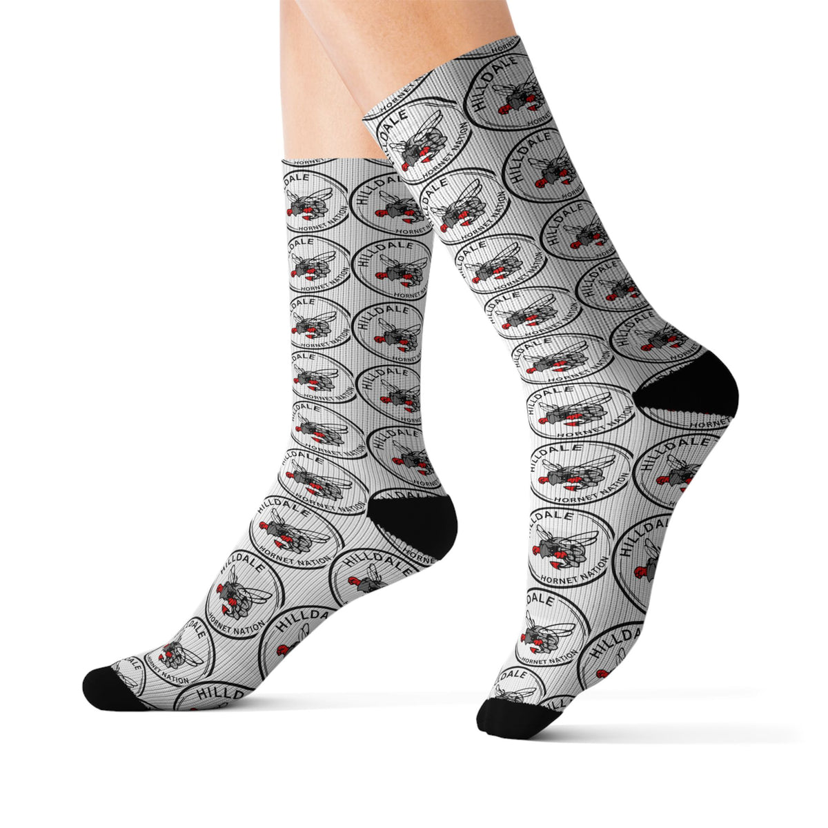 Hilldale Logo Sublimation Socks — Novelty Athletic Crew Socks