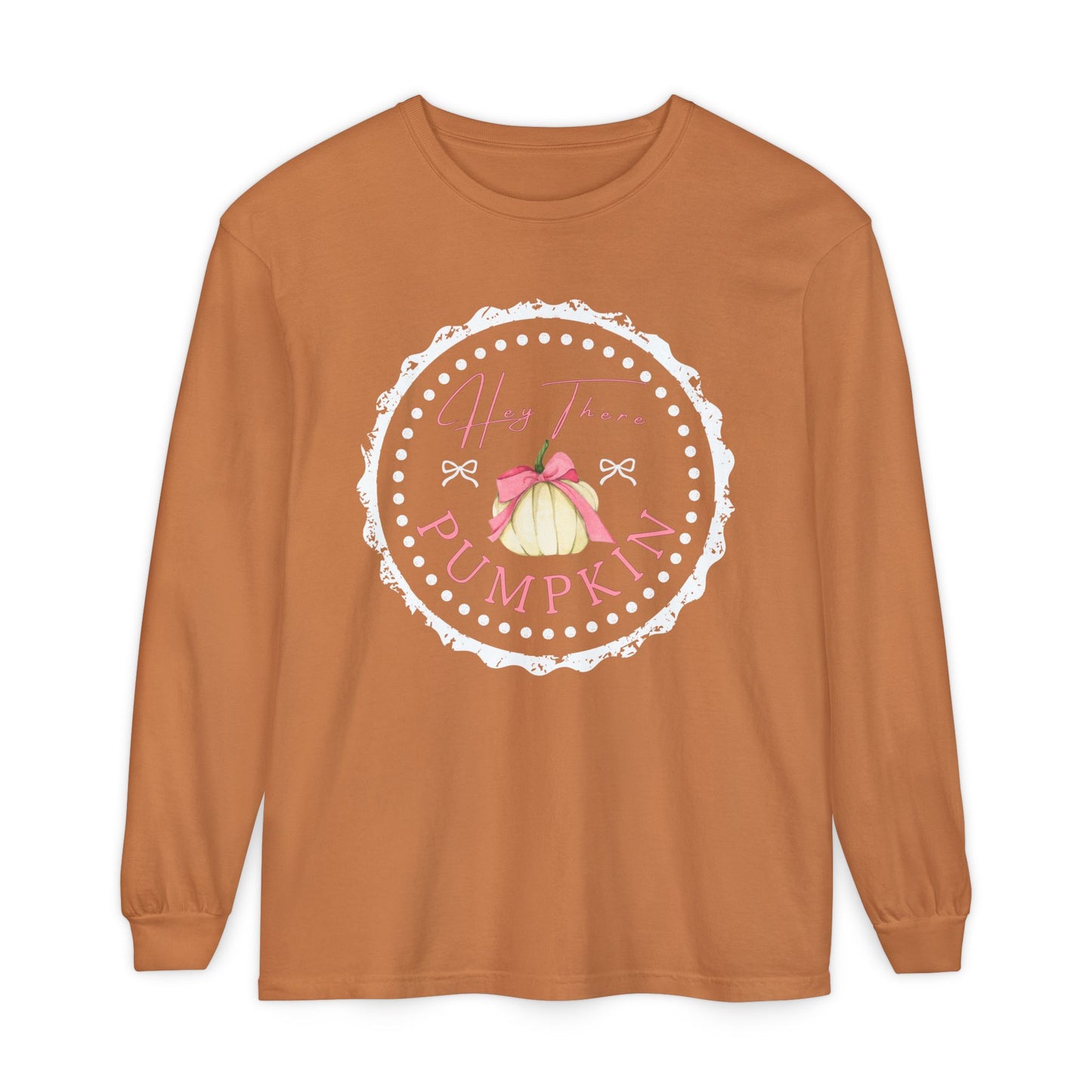 Hey There Pumpkin Long Sleeve Tee — Cute Fall Pumpkin Graphic