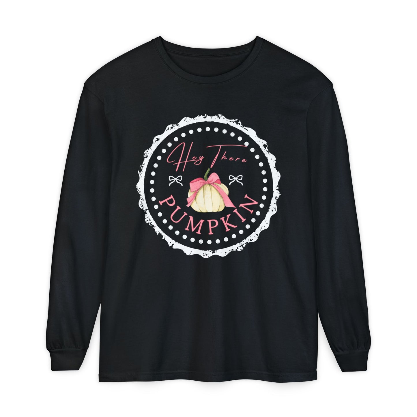 Hey There Pumpkin Long Sleeve Tee — Cute Fall Pumpkin Graphic