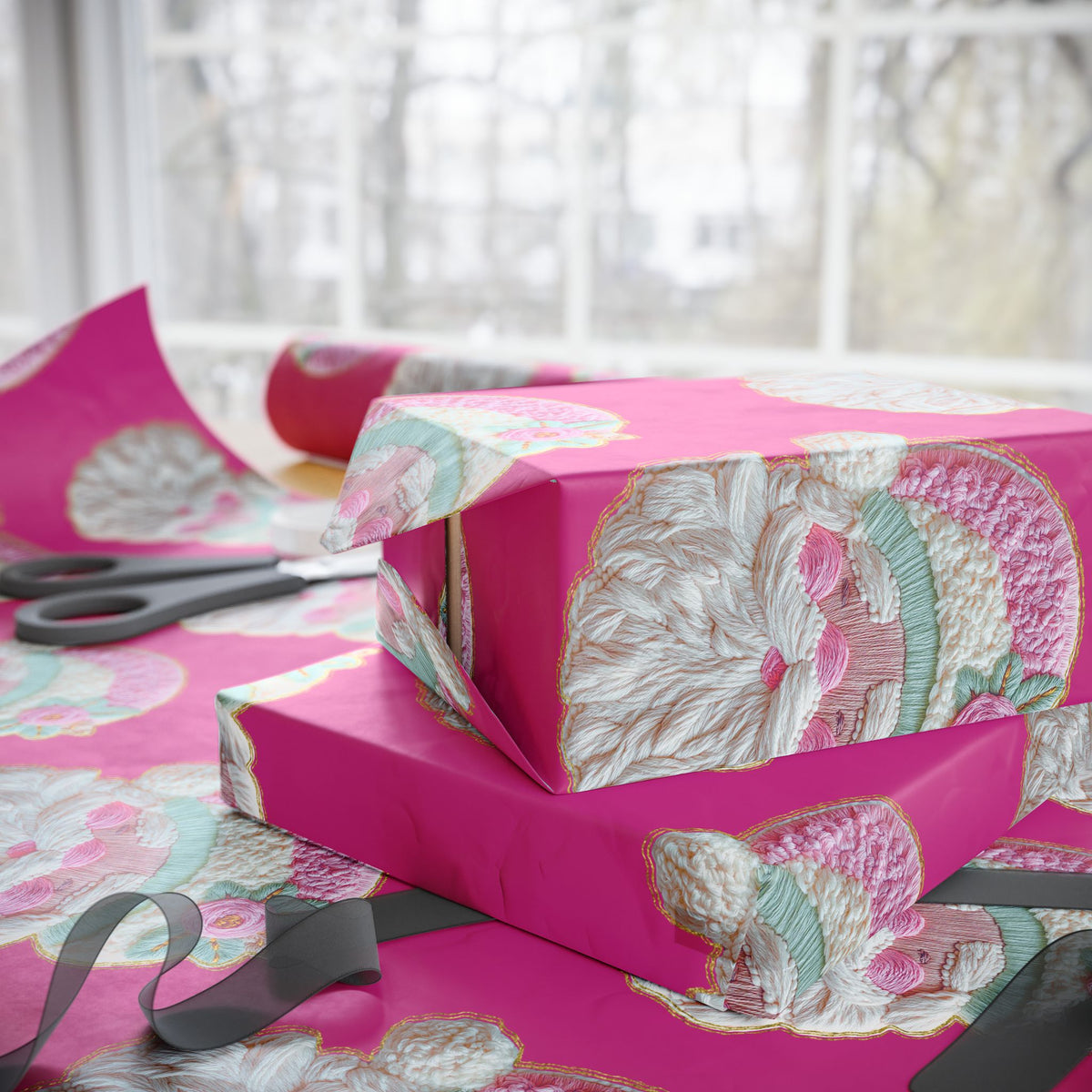 Vintage Santa Gift Wrap — Pink Holiday Wrapping Paper Roll
