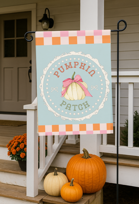 Pumpkin Patch Garden Flag – Pastel Fall Farmhouse Design