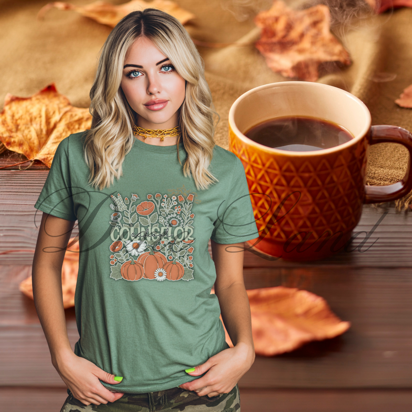 Fall Pumpkin Floral T-Shirt — Cozy Autumn Garden Tee