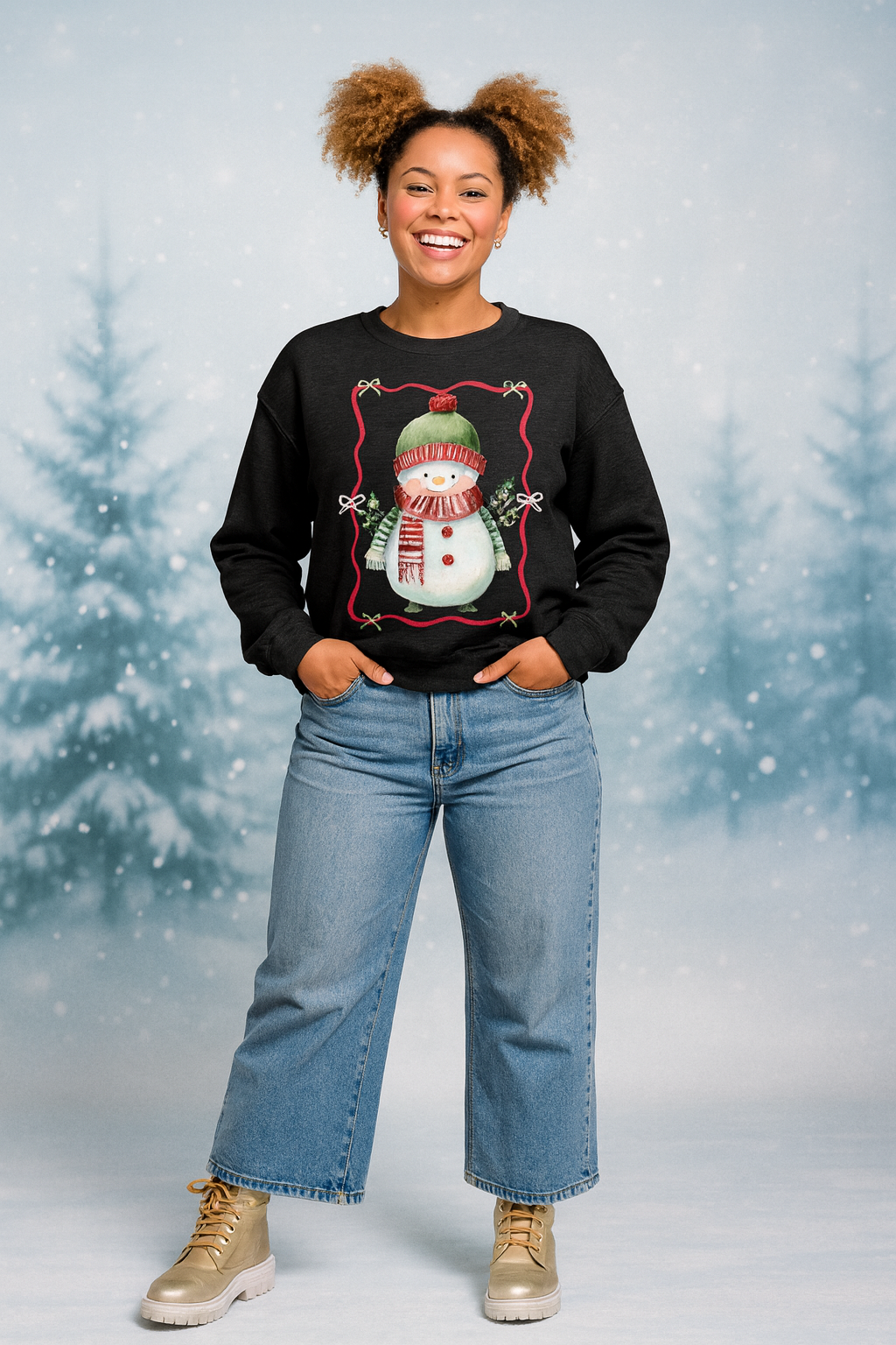 Snowman Holiday Crewneck Sweatshirt — Cute Winter Snowman Graphic