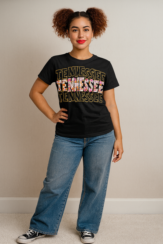 Tennessee Floral Glitter Tee – Southern Boutique Statement Shirt